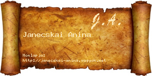 Janecskai Anina névjegykártya